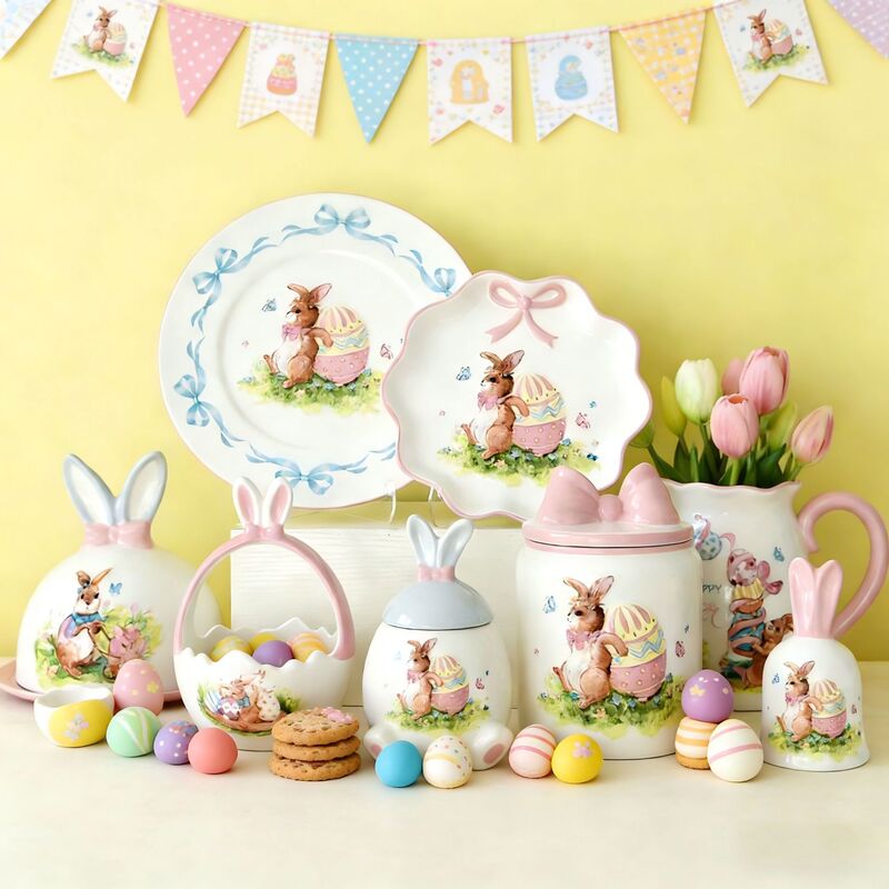 In-Stock Easter Ceramic Tableware, Cartoon Rabbit-Shaped Plates, Water Cups, Egg Cups, Exclusively for Cross-Border Dropshipping In-Stock Easter Ceramic Tableware, Cartoon Rabbit-Shaped Plates, Water Cups, Egg Cups, Exclusively for Cross-Border Dropshipping