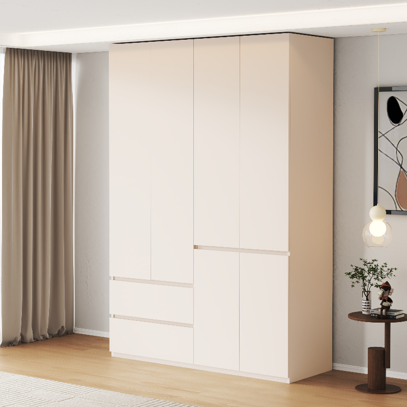 Small-Sized Enf-Grade Solid Wood European Pine Board Wardrobe 2025 New Popular Model for Bedroom Home Use in Cream White Color