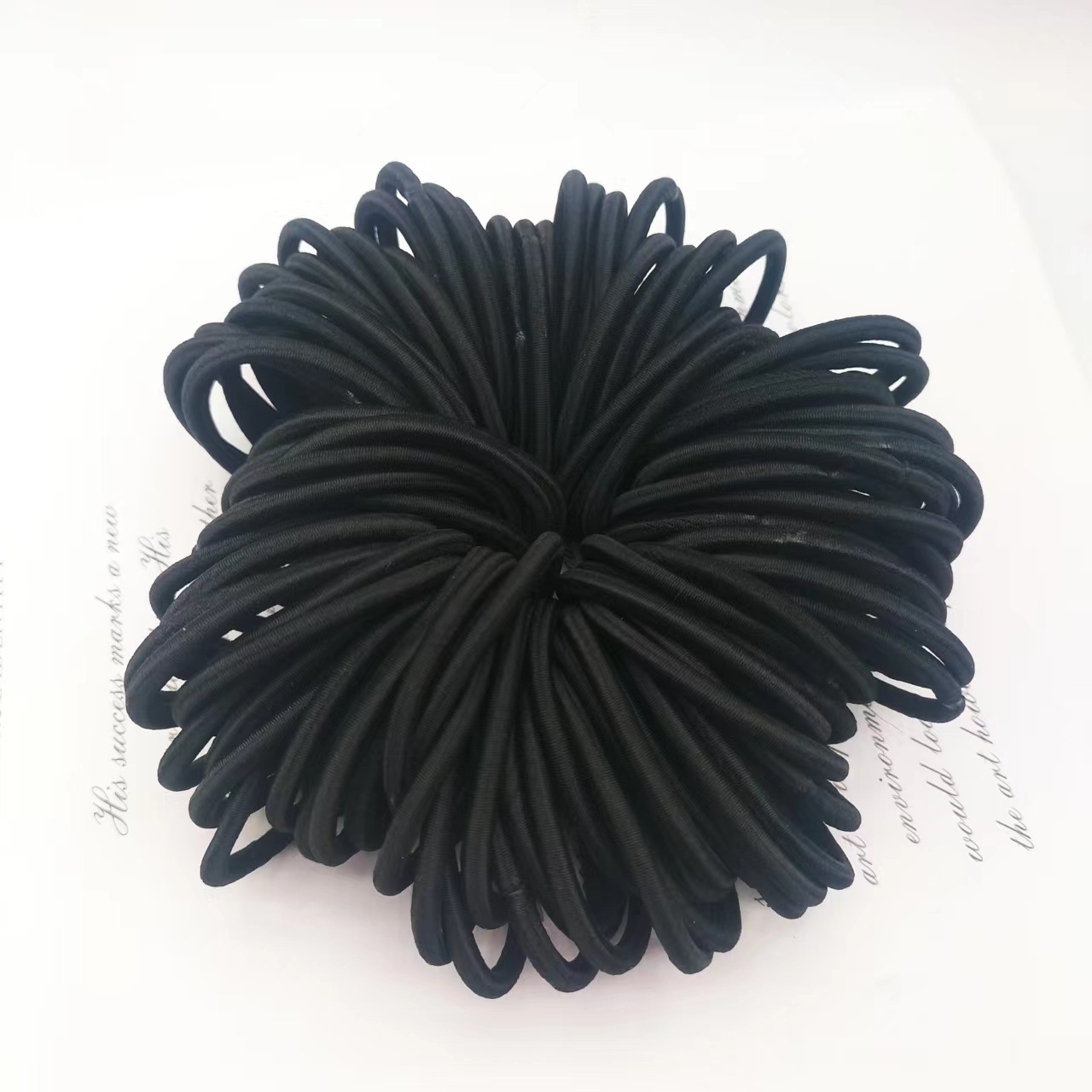 4mm黑色无接缝橡皮筋气质粗马尾发绳辫子耐用发圈头绳小肠发圈