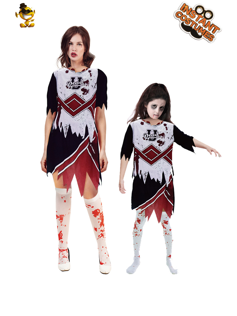 Niños Halloween fiesta de carnaval cosplay traje zombi chicas horror animadora traje vestido