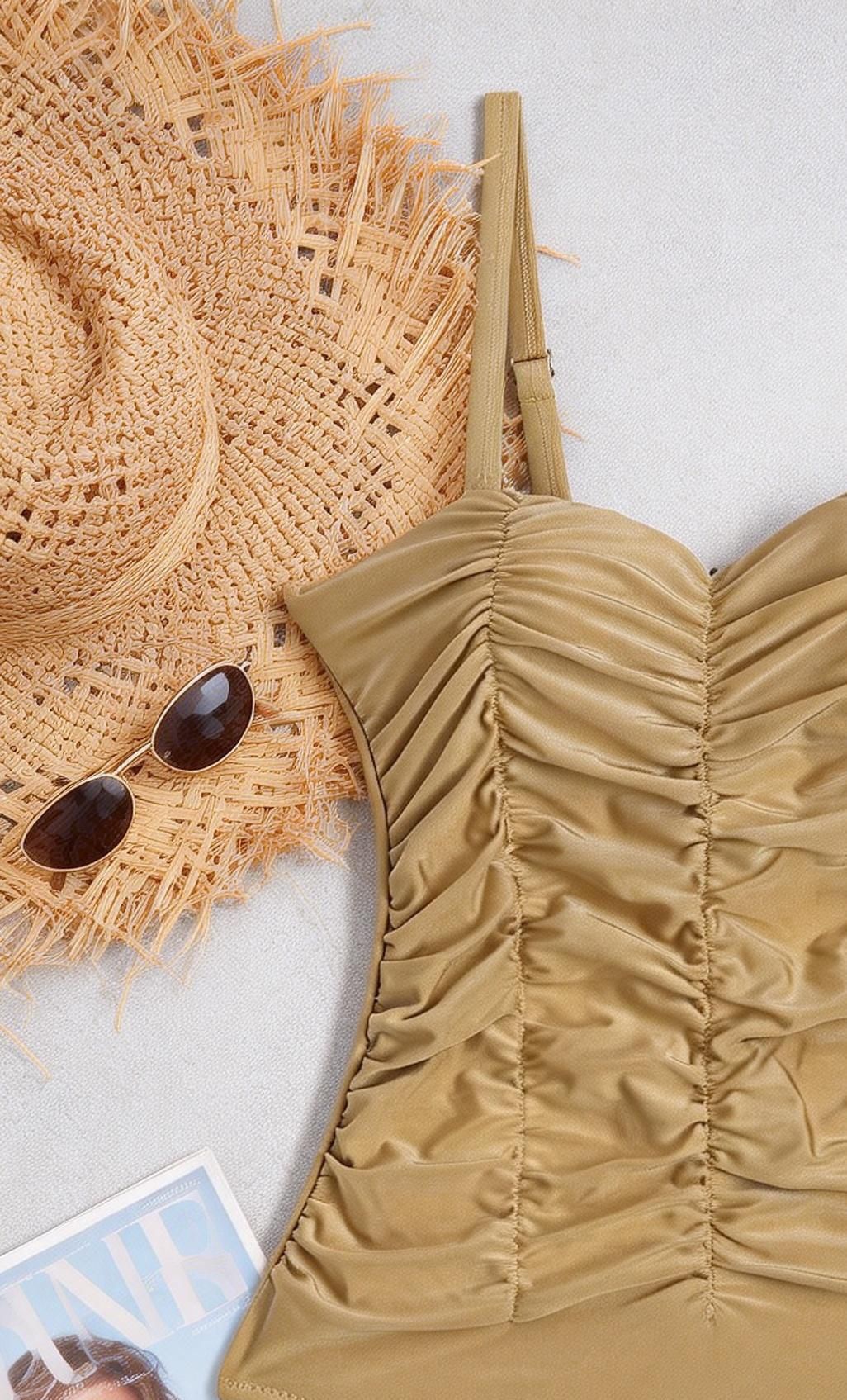 Women's Solid Colour One Piece Swimsuit Tummy Control Bikini_voghion.com