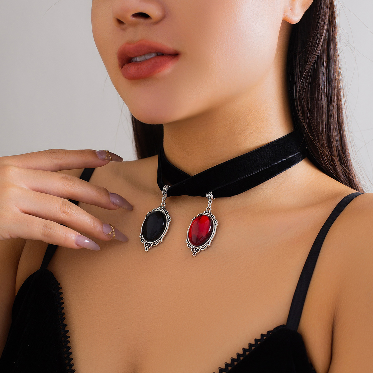 Spider Edelstein Choker Halskette Für Damen Punk Halloween_voghion.com