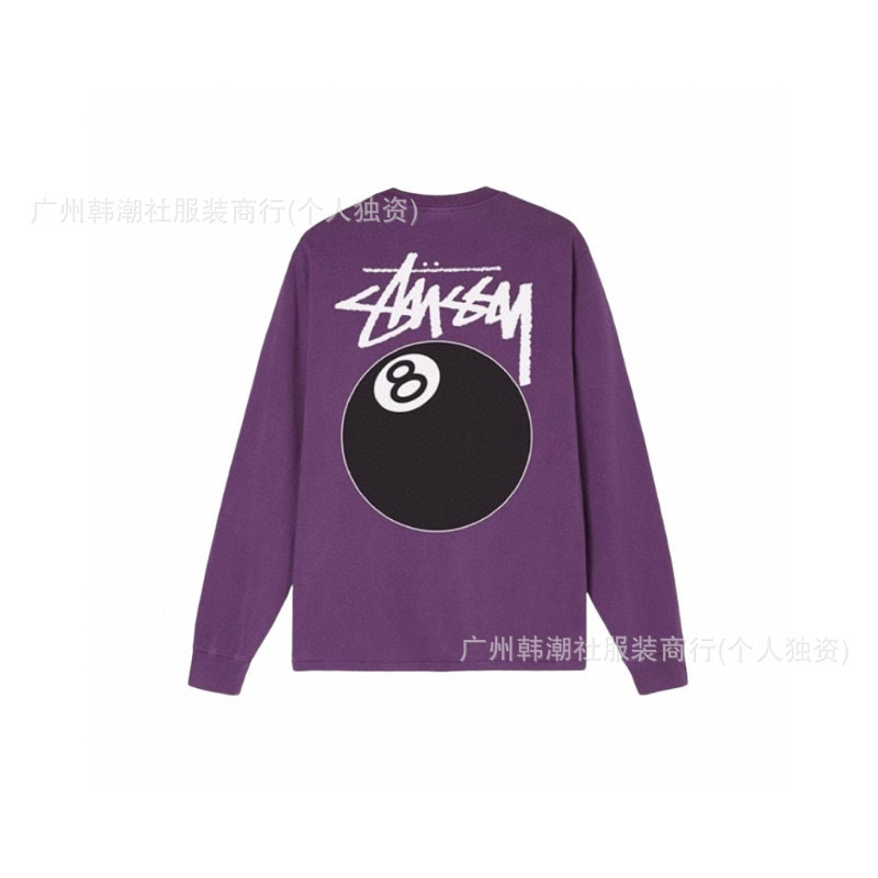 25S跨境斯图西长袖印花t恤美式潮牌STUSSY圆筒布休闲宽松男女同款|undefined
