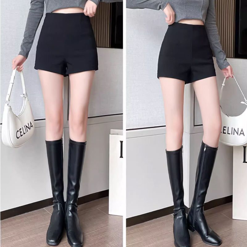 Black Lower Body Missing Pure Cotton Autum Shorts for Women Summer High Waist Slimming Look A-Line Tight Elastic Sexy Hot Pants
