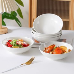 純白皿皿陶磁器家庭用高脚皿皿皿キッチン皿料理専用食器深口円盤