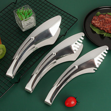 不锈钢刀型食品夹自助餐食物夹带齿意面夹烧烤夹加厚烘焙面包夹