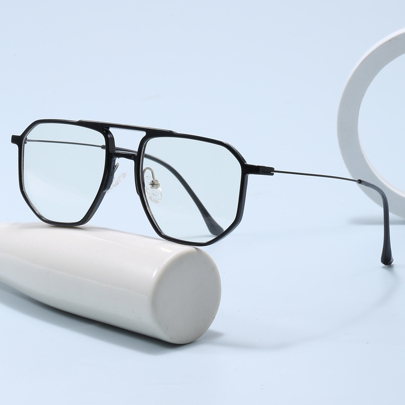 Cross-border new irregular TR90 double beam glasses frame retro men's fashion anti-blue light glasses frame glasses transfer value sales