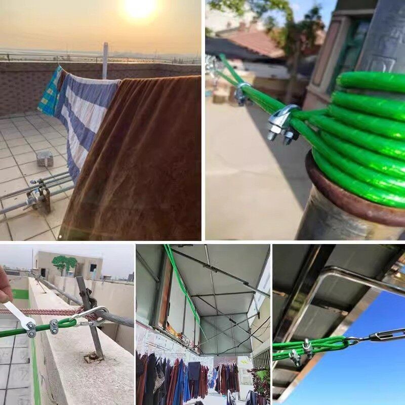 Cuerdas de ropa interior y exterior cuerda de ropa de acero inoxidable 304 316 cuerda de alambre de acero recubierto