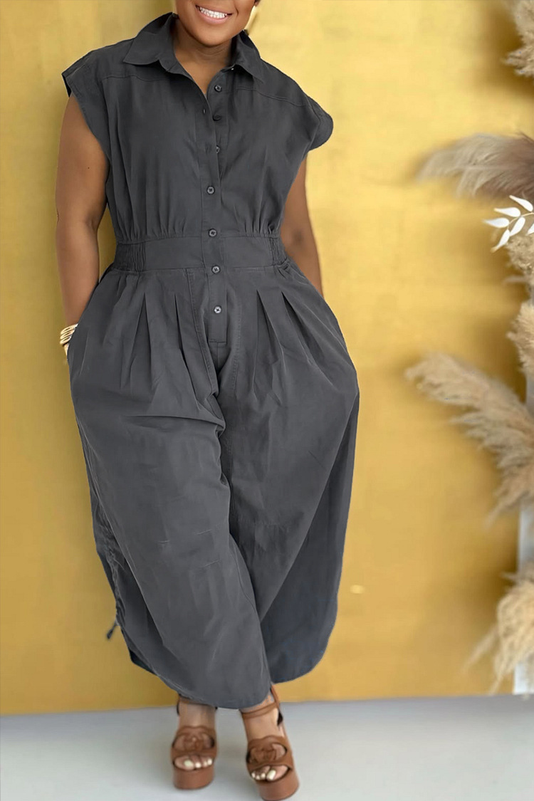 Mono mujer sin mangas con solapa y bolsillos estilo trabajo_voghion.com