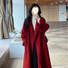 年流行秋冬季中长款过膝双面绒毛呢外套女百搭小个子呢子大衣