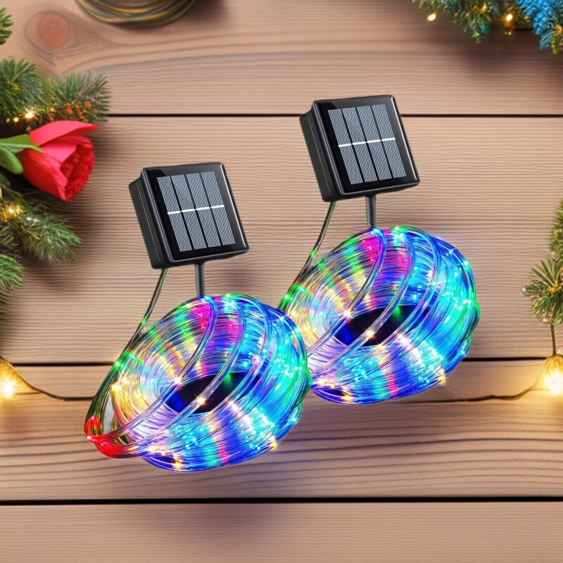 Cross-Border Amazon Solar Pvc Tube Lights Christmas Lights Outdoor Lights with Waterproof Atmosphere Lights for Camping