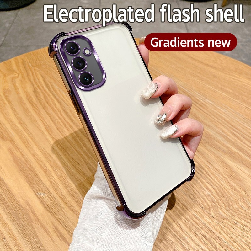 Suitable for Samsung A27 A07 A05S A55 Four-Corner Anti-Fall Electroplated Mobile Phone Case A32 A35 A24 A26 Set