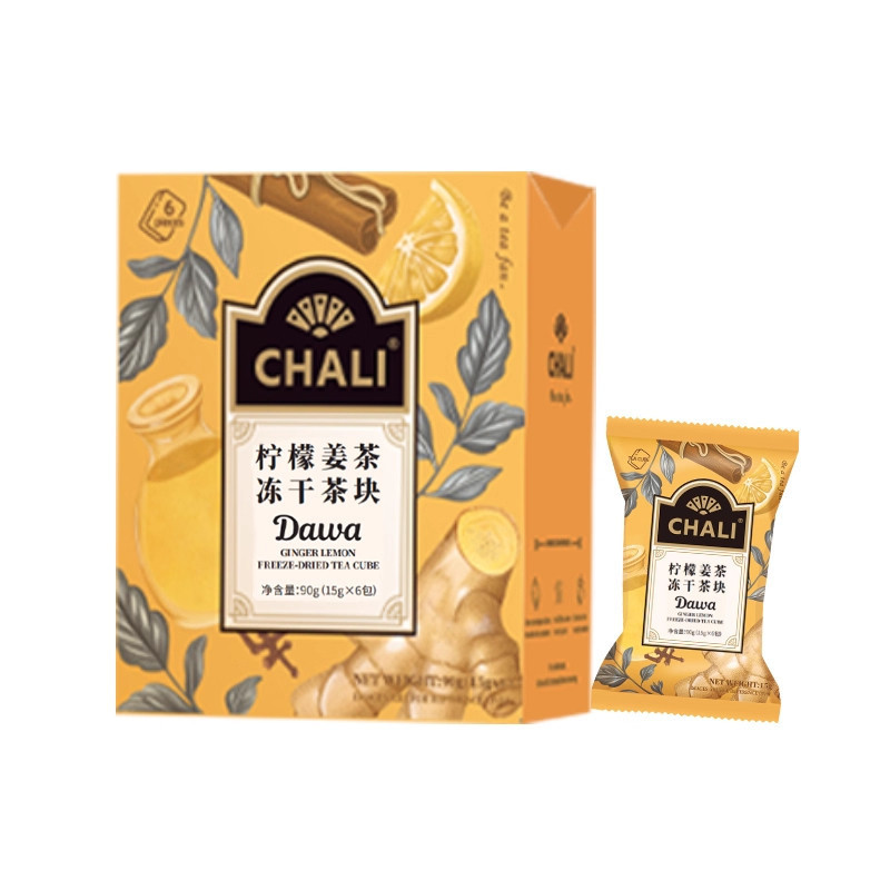 Chali Tea Bags Ginger Tea Freeze-Dried Tea Instant Drink Lemon Ginger Tea Freeze-Dried Tea Blocks (6 Packs)