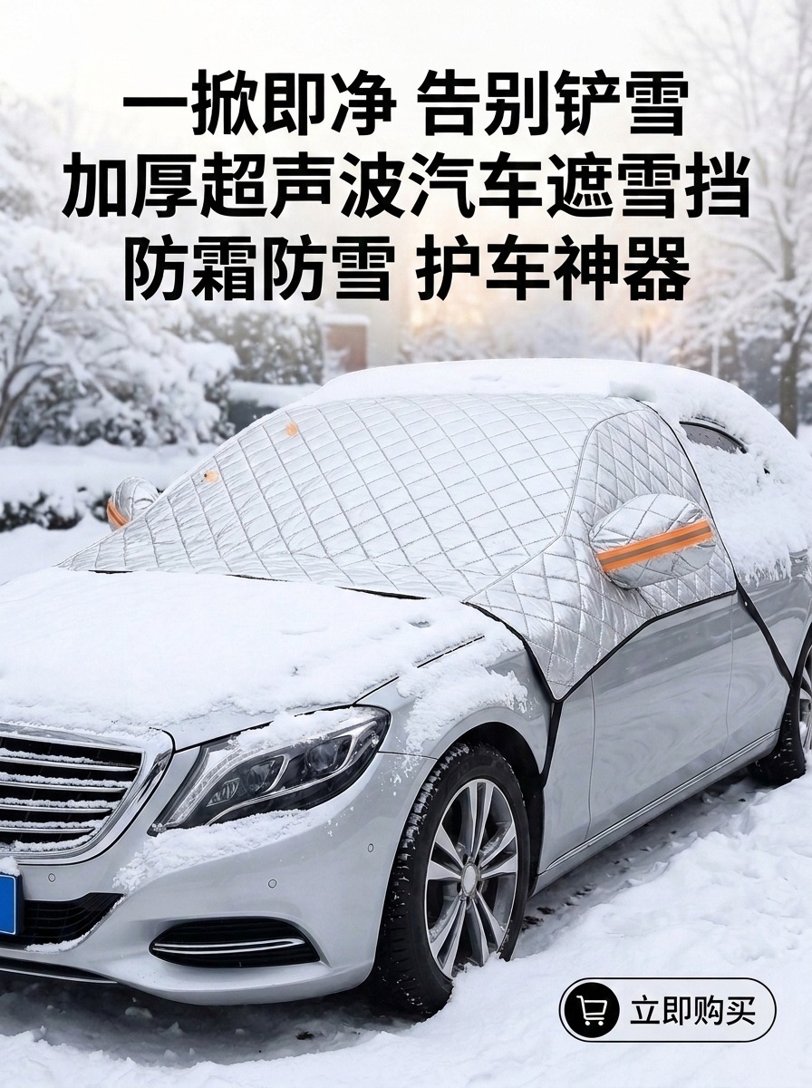 Car cotton quilt snow cover, front windshield sunshade, glass sunshade, thickened snow cover, anti-freeze and anti-frost half-cover car cover