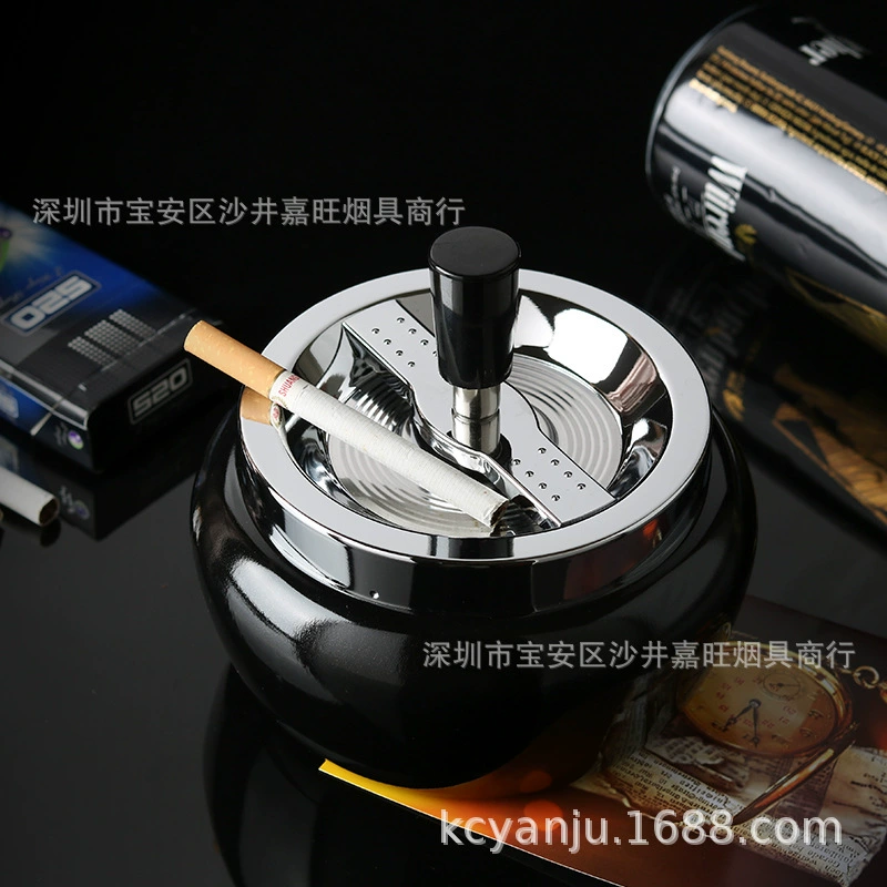 Модная креативная герметичная пресса, вращающаяся металлическая большая пепельница, гостиная, спальня, простая ветрозащитная большой емкости с крышкой