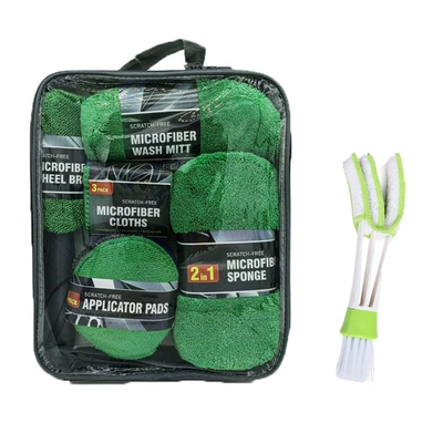 Car cleaning tools – Cleaning Gloves, Car Beauty Towel - green-oxford-cloth-10-piece-set-28336cm