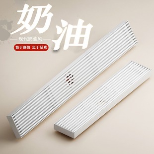 Cream style rectangular stainless steel floor drain copper core deodorant bathroom shower White lengthened strip drain