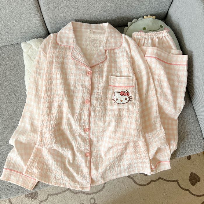 国境を越えた卸売新しいホットスタイルクラウドコットンパジャマ女性のための秋と冬の売れ筋漫画かわいい長袖ズボンホームウェアセット|undefined