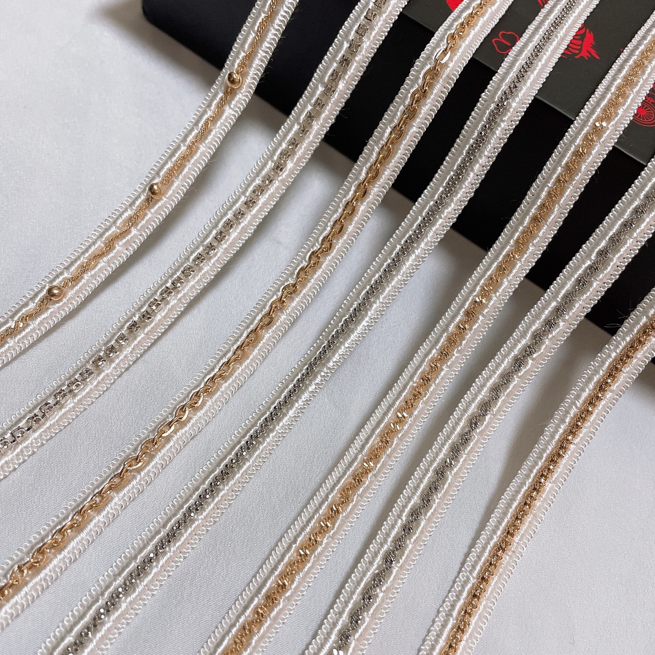 厂家直供金属链条织带 涤纶扭链珠链条码 服装辅料装饰DIY配饰