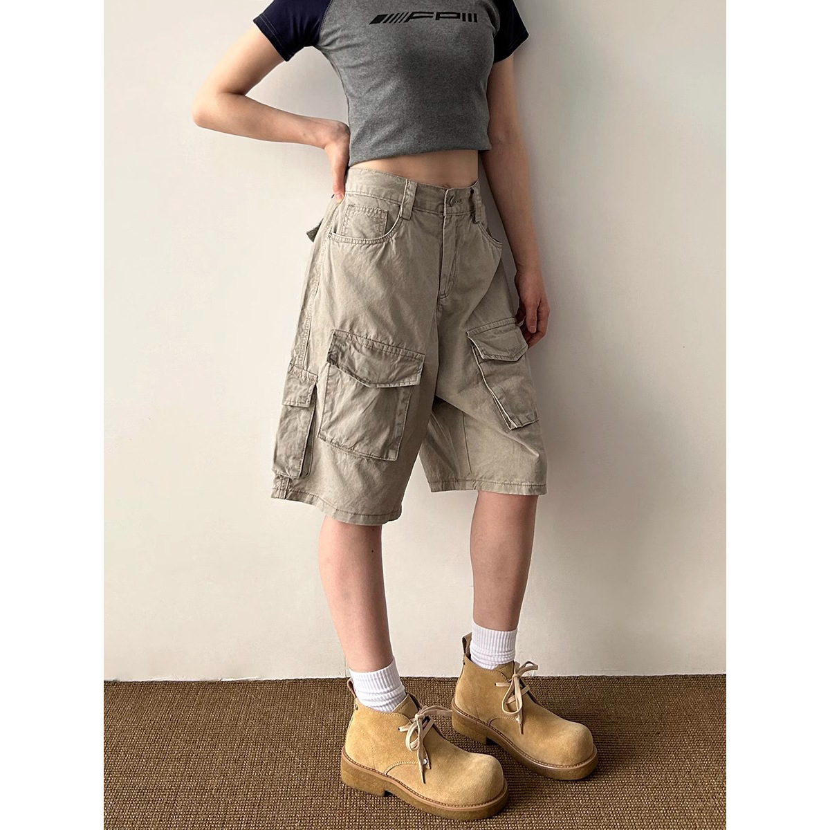 Summer Retro Tooling Jeans Women's 2025 New Loose American Washed Straight Multi-Pocket Pants Trendy