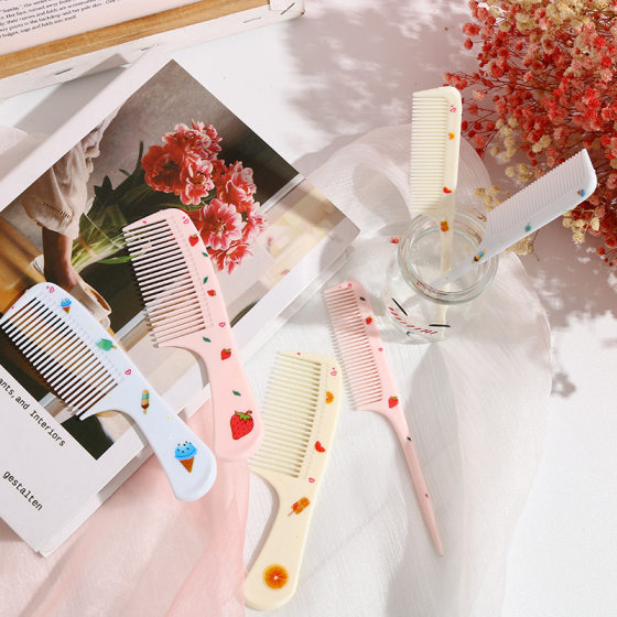 Sudi Children's Style Comb Girl's Cute Strawberry Pattern Pointed Tail Comb Girl Baby's Hair Comb Set