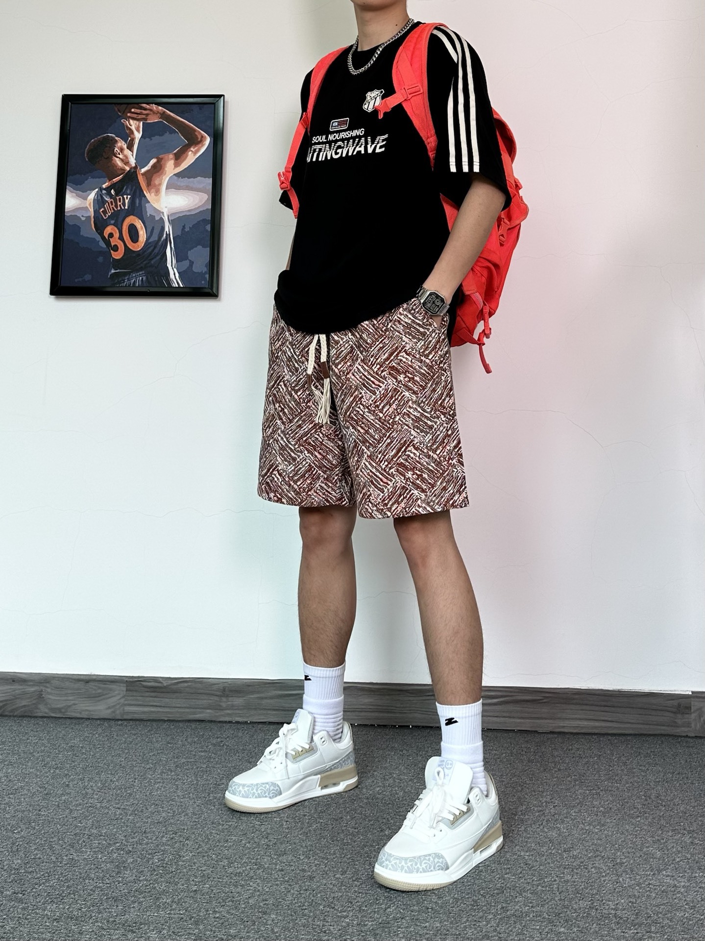 Men's Mid-Length Basketball Sports Shorts Chinese Style Printed Heavy Duty Drape Casual Wide Leg Beach Five Point_viptrois.com