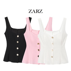ZARZ 自制 欧美风 新款女装 洋气三色短裙式下摆弹力背心式上衣