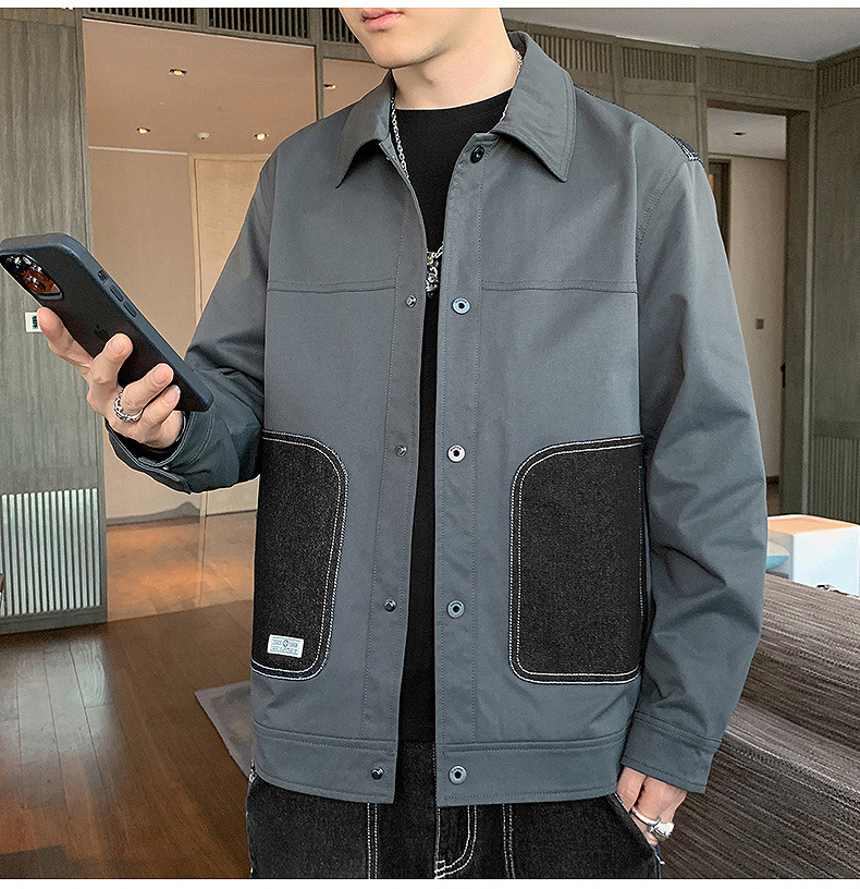 Stagione primaverile e autunnale 2024 Nuove giacche con colletto ribaltabile Top slim fit edizione coreana per tendenza cappotto sottile casual da uomo_voghion.com