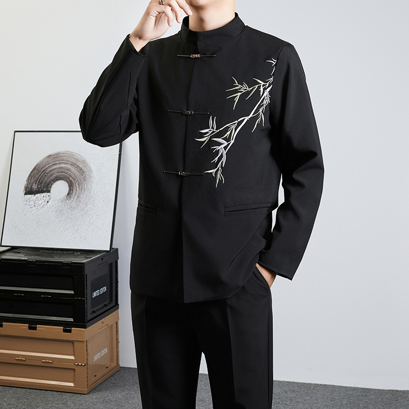 Black single jacket (green leaf style)