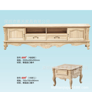 European Style Floor Cabinet White Stubble Oak TV Cabinet White Billet Solid Wood Living Room Film and Television Cabinet White Embryo Audio-Visual Cabinet Semi-finished Products