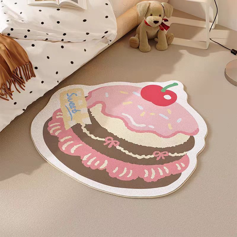 Cute Girly Heart-Shaped Imitation Cashmere Carpet, Wear-Resistant and Non-Slip, Bedroom Bedside Blanket, Cool and Plush Home Floor Mat