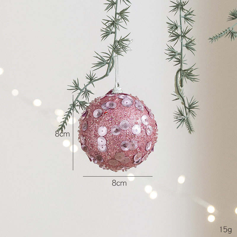 ホット販売クリスマスボール装飾 8 センチメートルピンクフォームボールペンダントインクリスマスツリー装飾ピンクパッケージハンギングボール|undefined