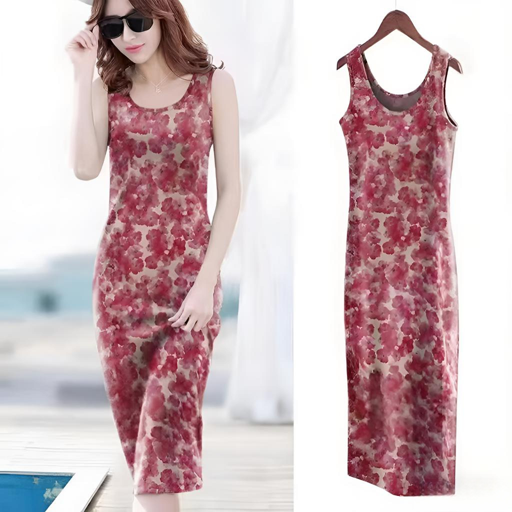 fashionable summer dress with sleeves with a round collar