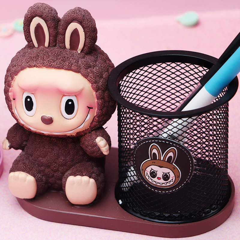 Douyin venta caliente red tela tela portalápices resina creativa decoración de escritorio caja de almacenamiento suministros para estudiantes regalos para niños