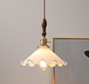 创意黄铜吊灯餐厅客厅书房卧室床头灯个性简约花边玻璃吊灯|ms