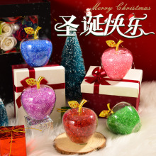 水晶苹果圣诞节礼物装饰品创意平安夜礼物客厅水晶工艺品桌面摆件