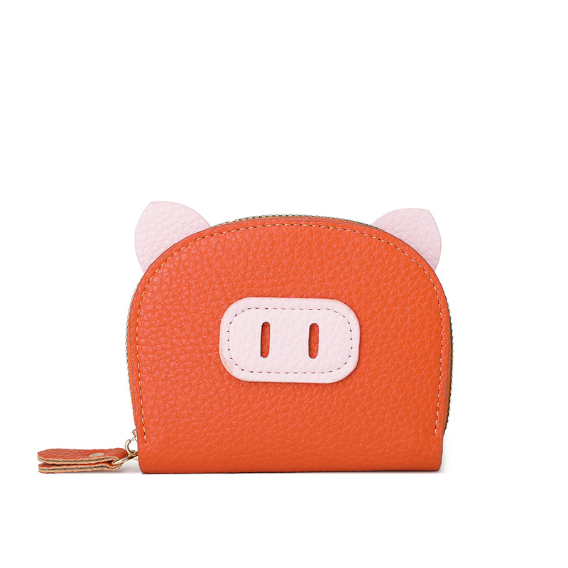 Nuevo tarjetero de órgano de celebridades de Internet, femenino, ligero, estudiante, cerdo, cremallera de cerdo, tarjetero de múltiples posiciones, tarjetero de cuero suave, monedero