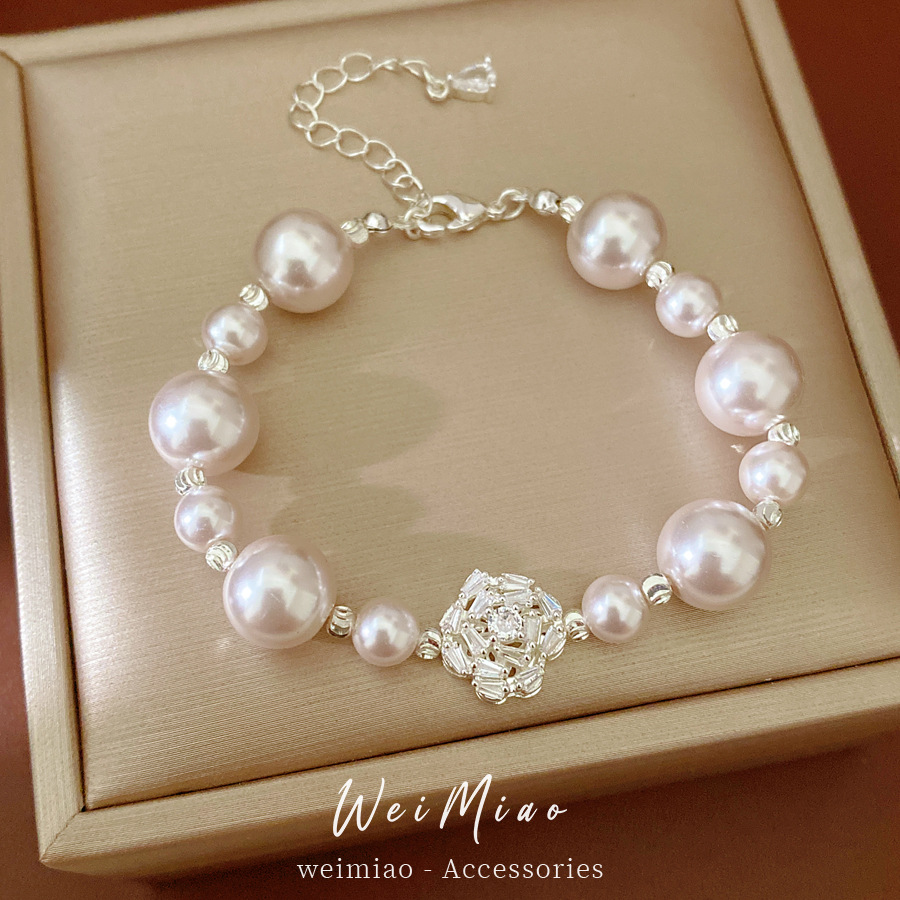 Pulsera de perlas de piedra de diamante ligera de lujo nicho de alto nivel pulsera temperamento de moda al por mayor joyas de mano image 4