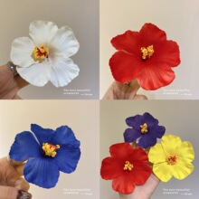 2025年早春仿真扶桑花发夹鸭嘴夹少女头饰海边发卡仿真花新娘发饰