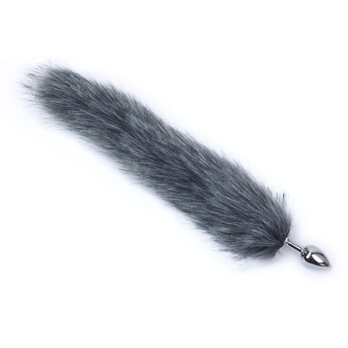 Simulated fur fox tail anal plug, artificial tail hair teasing adult products, back yard massage products