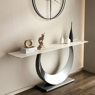 Artistic Entryway Table Corridor Foyer Console Simple Rock Slab Decorative Wall-Mounted Hallway Light Luxury Foyer Table