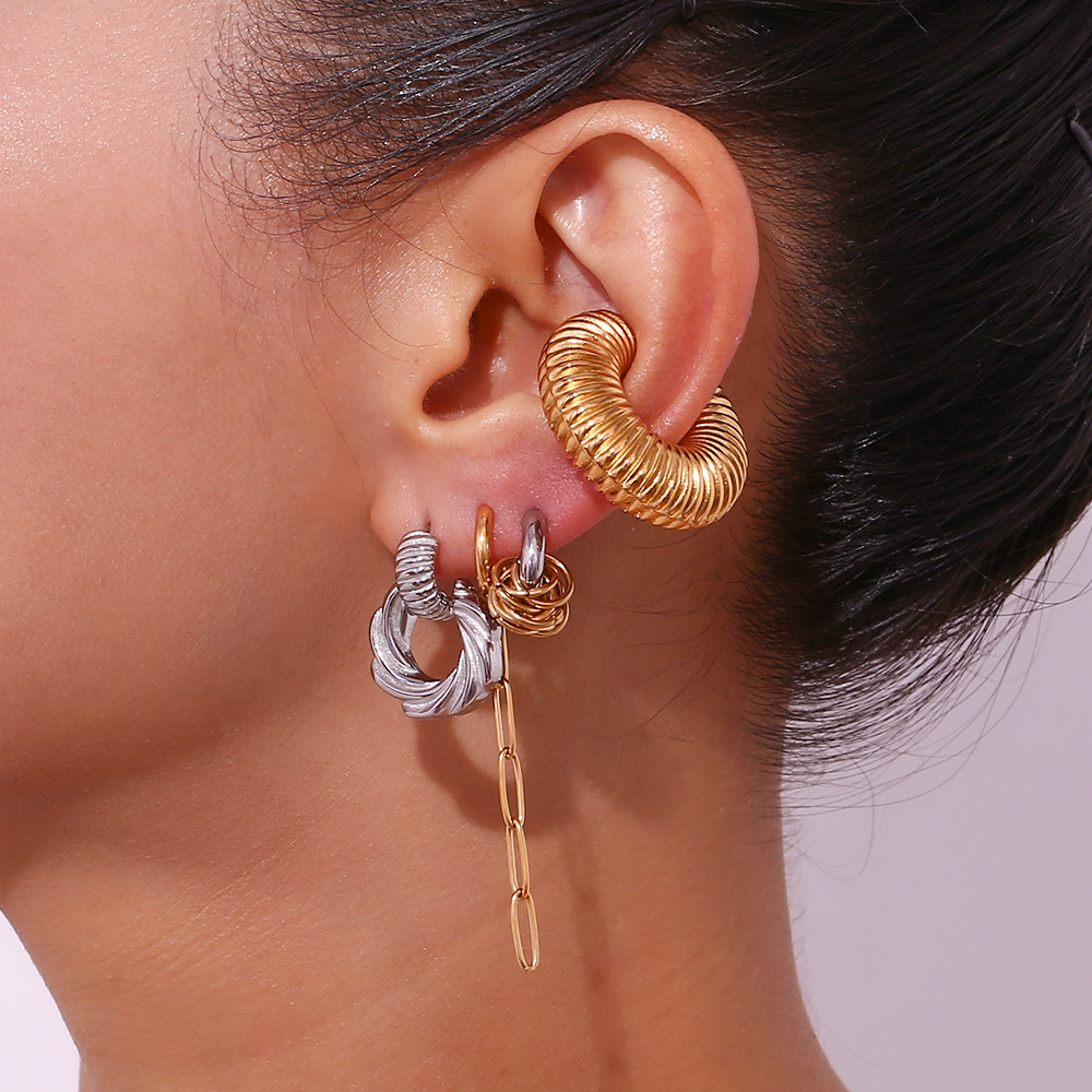 1 Pair Lady Round Plating Stainless Steel Drop Earrings display picture 11