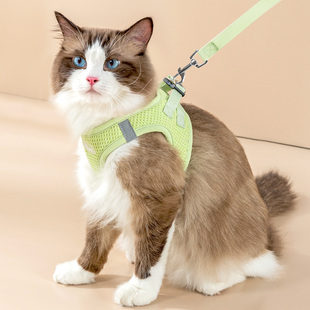 ✅ Cat Anti-Breakaway Outdoor Msxs Vest Harness Matcha Green 2m Reflective Leash Suitable for Cats