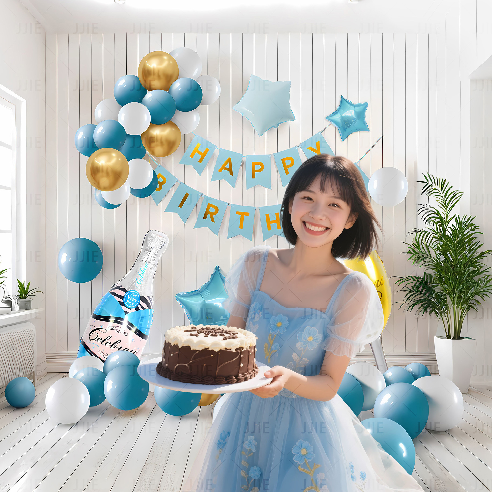 Feliz cumpleaños decoración de globos en blanco y negro fiesta de cumpleaños paquete de decoración de interiores niños 18 años adultos