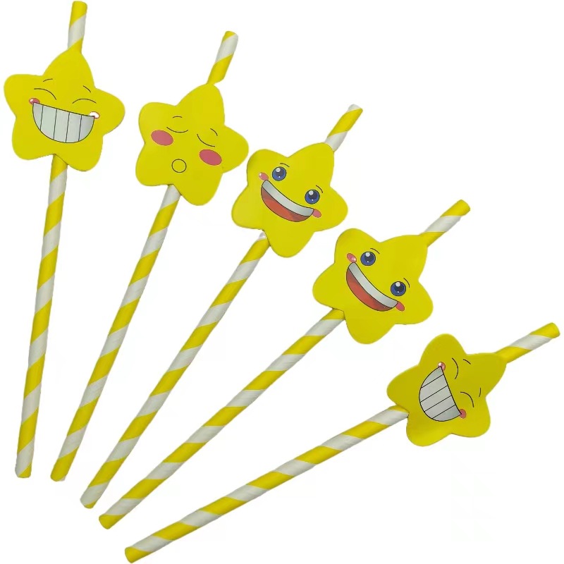 Pajita de papel de fiesta Pajita de tarjeta sonriente de celebridades de Internet Postre degradable desechable Pajita decorativa de té con leche