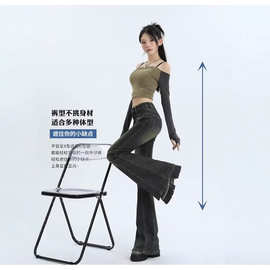 美式复古网红辣妹微喇牛仔裤女高腰2025秋新款弹力修身显瘦喇叭裤