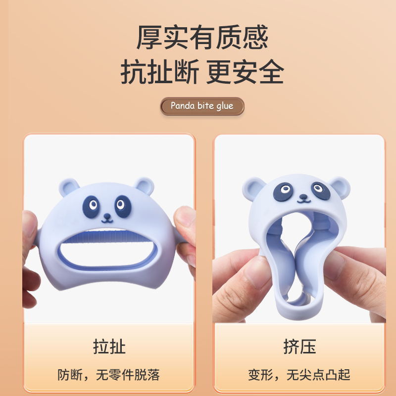 Protector de mano de bebé guantes de silicona mordedor bebé molar juguete anti-comer mano calmante mordedor niños Panda teether