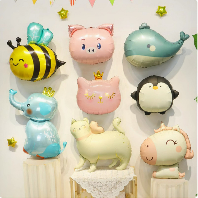 漫画の動物恐竜クマクジラアルミフィルムバルーン赤ちゃん誕生日パーティーショッピングモールイベント装飾シーンレイアウト|undefined