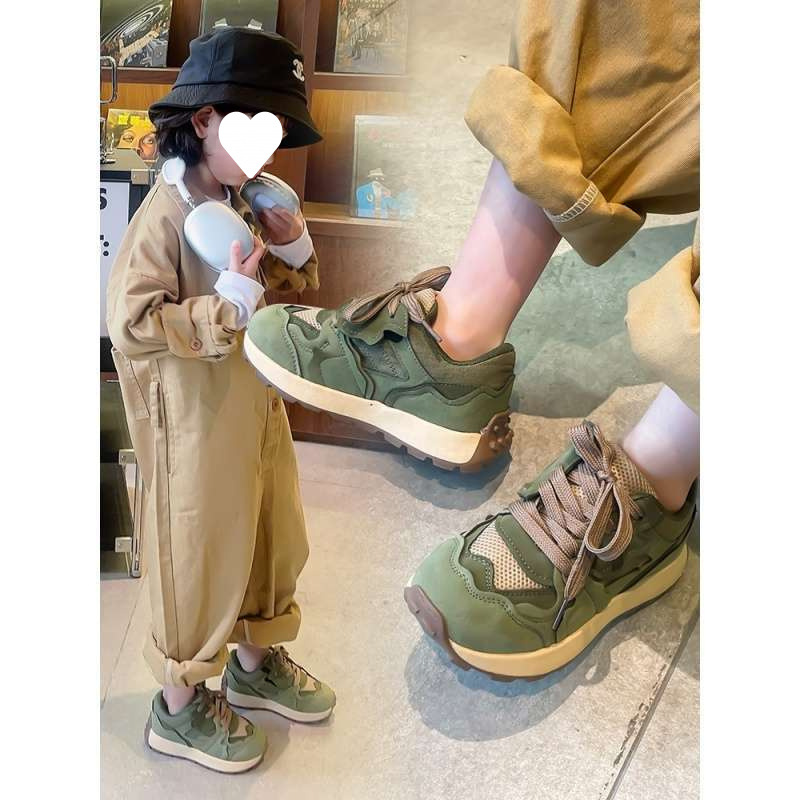 Girls' Sneakers 2025 Spring New Children's Fashion Dad Shoes Mesh Breathable Sneakers Boys' Running Shoes