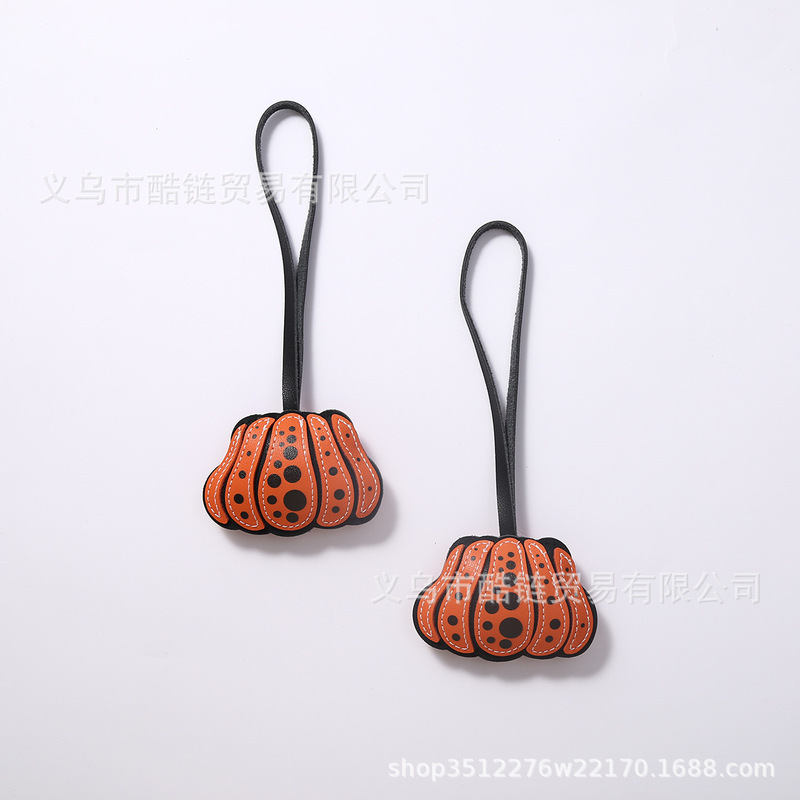 圣诞节特色创意皮革小南瓜包包挂件万圣节皮质充棉南瓜钥匙扣挂饰|undefined
